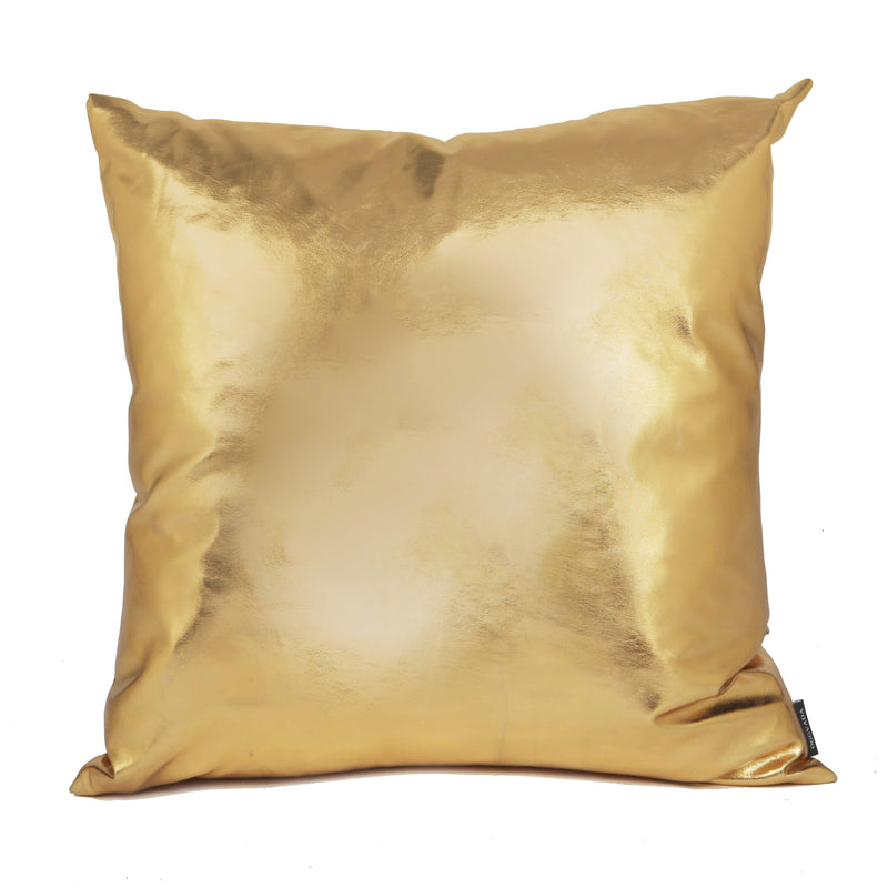 Gold Faux Leather Cushion - Goldeta - Oggvada